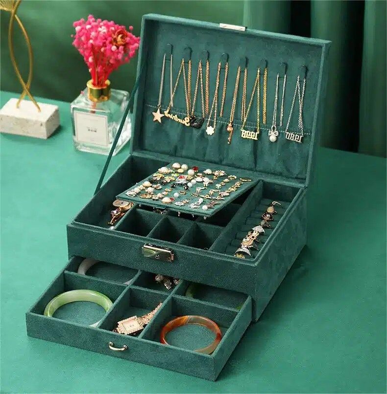 Darkgreen Vintage Elegance Treasure Jewelry Box Haven Darkgreen