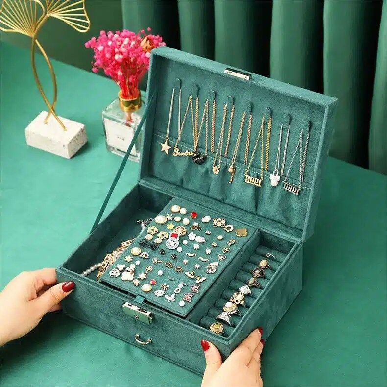 Darkgreen Vintage Elegance Treasure Jewelry Box Haven