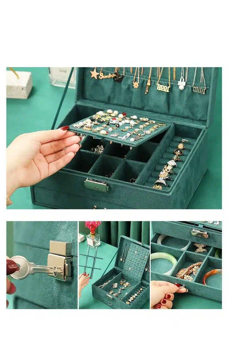 Darkgreen Vintage Elegance Treasure Jewelry Box Haven